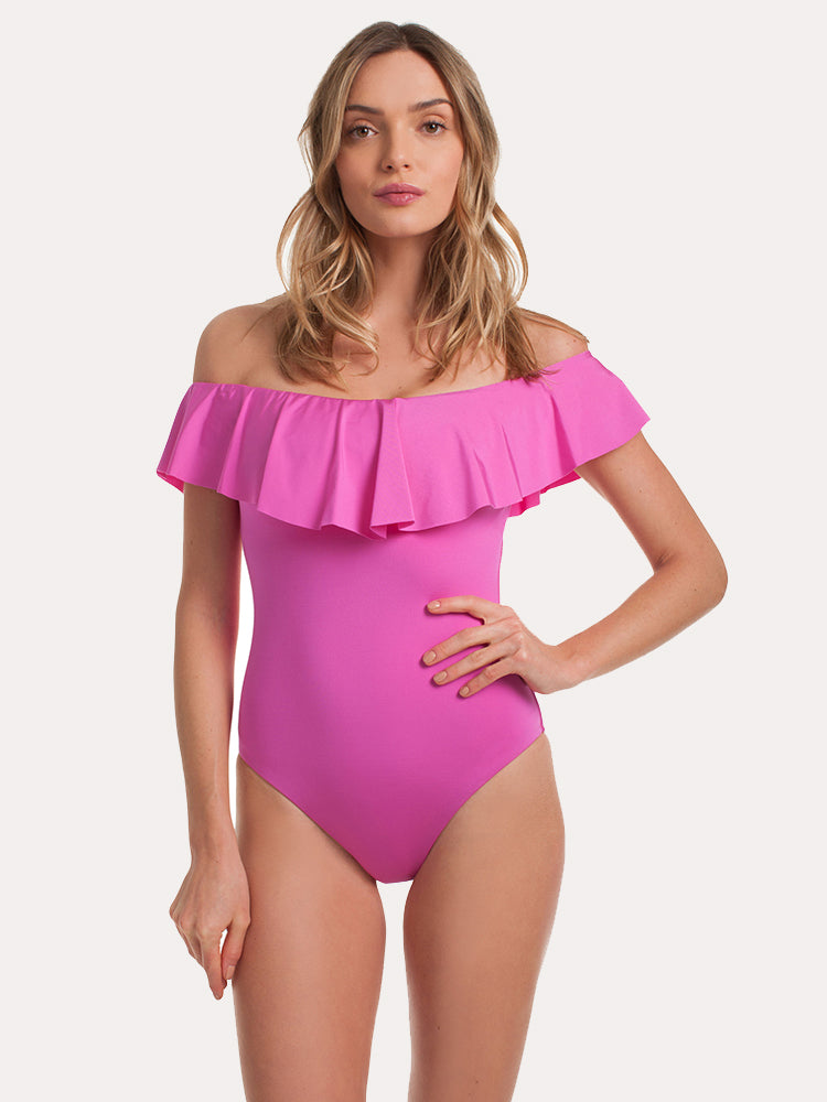 Trina Turk Key Solids Off The Shoulder Bandeau 1 Piece - Saint Bernard