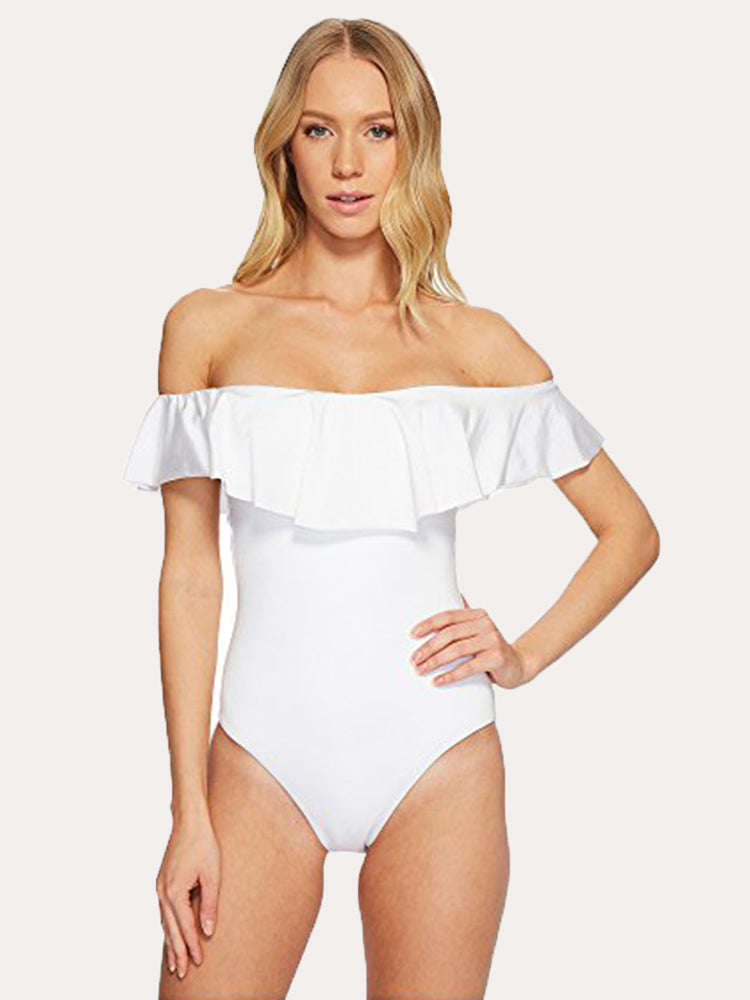 Trina Turk Key Solids Off The Shoulder Bandeau 1 Piece - Saint Bernard