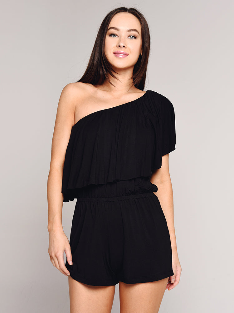Trina Turk Sunshine Covers One Shoulder Romper - Saint Bernard