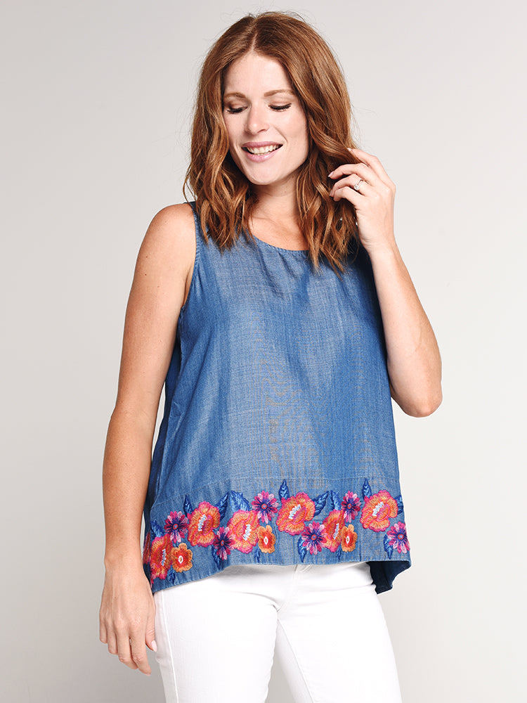 Tommy Bahama Women's Frieda Floral Embroidered Shell - Saint Bernard