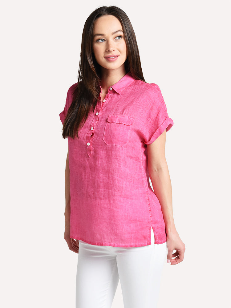 Tommy Bahama Women's Sea Spray Short-Sleeve Linen Shirt - Saint Bernard