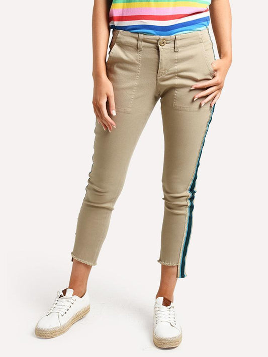 Pam&Gela Uniform Side Stripe Step Hem Twill Pant