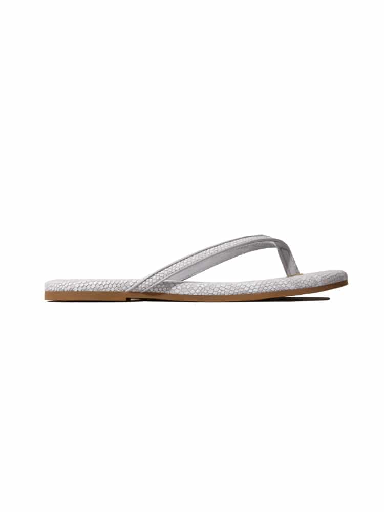 Yosi Samra Rivington Embossed Snake Leather Flip Flop - Saint Bernard