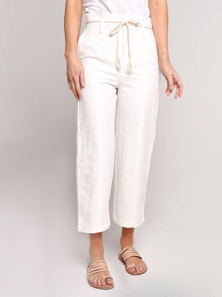 Vince High Rise Linen Crop Pant - Saint Bernard