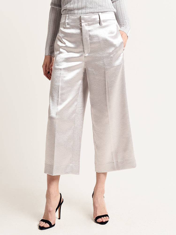 Vince Metallic Satin Crop Wide Pant - Saint Bernard