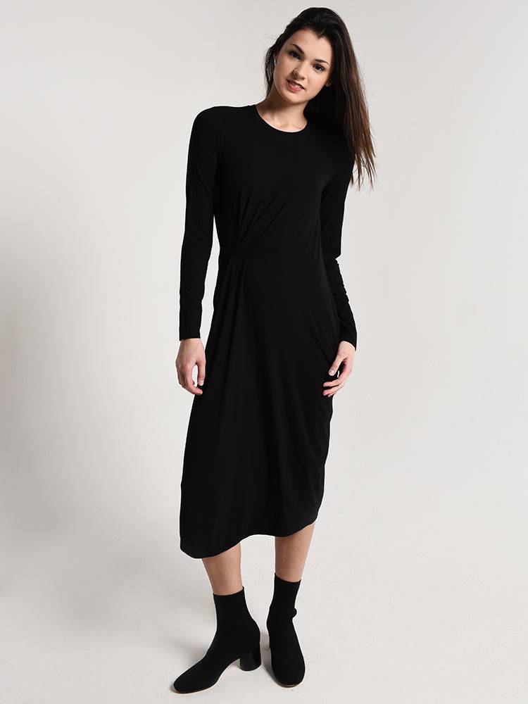 Vince Long Sleeve Side Drape Dress - Saint Bernard