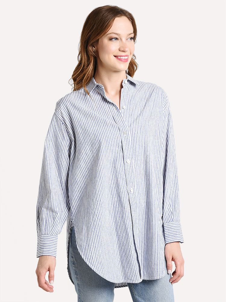 Vince Oversized Space Dye Stripe Shirt - Saint Bernard