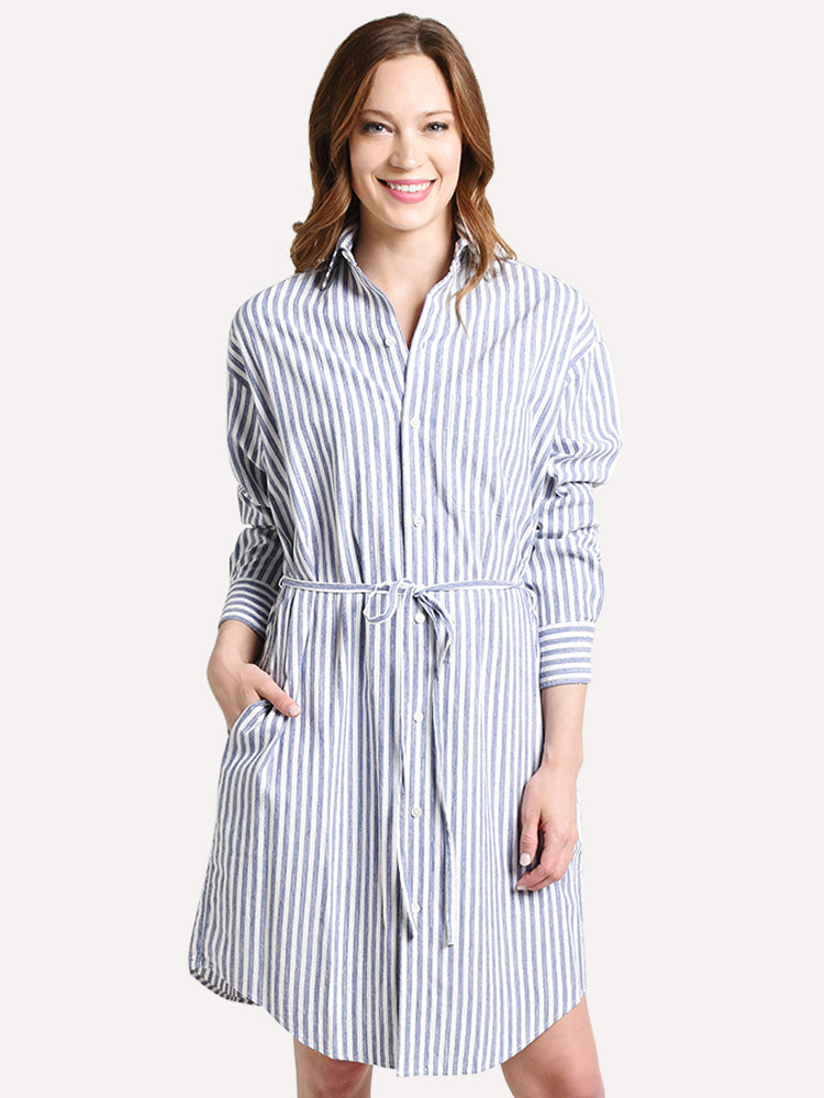 Vince Oversized Space Dye Stripe Shirt Dress - Saint Bernard