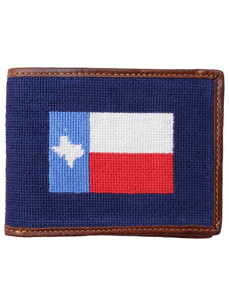 Smathers and Branson Men's Texas Flag Needlepoint Bi-Fold Wallet