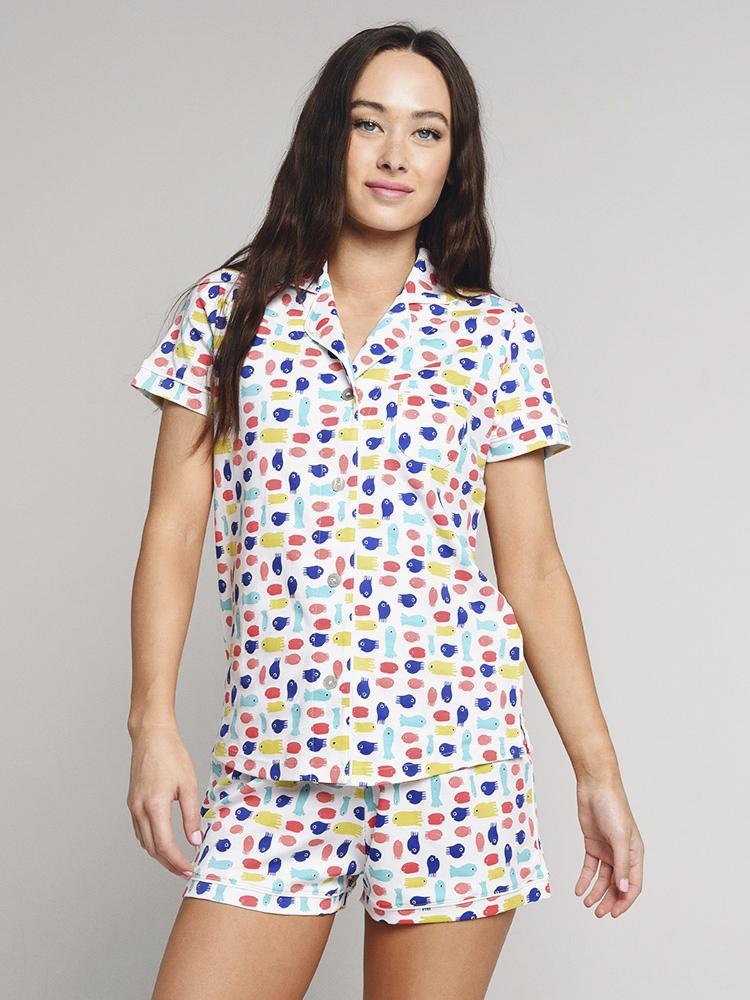 Roller Rabbit Women's Pac Fish Polo Pajama Set - Saint Bernard