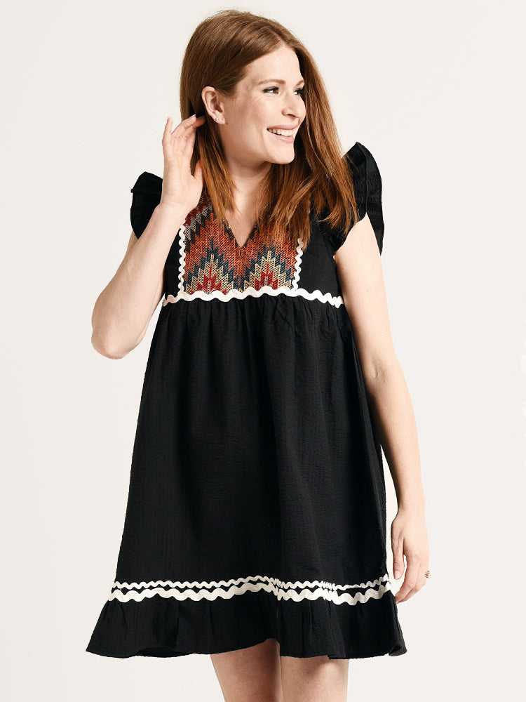 THML Embroidered Shift Dress