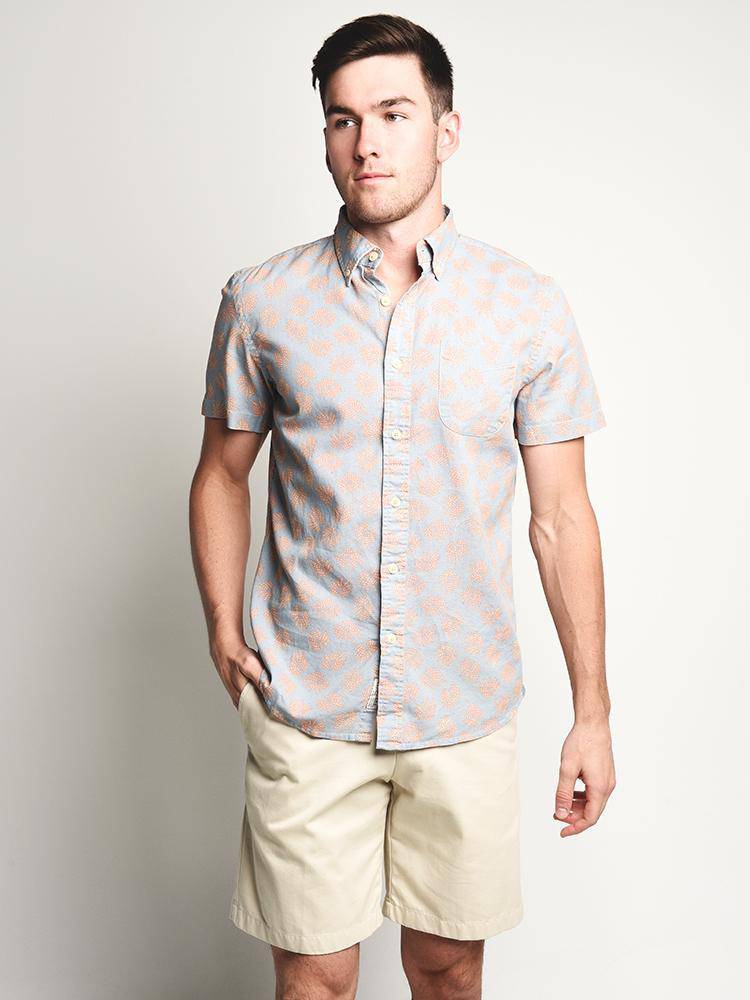 Grayers Blue Palm Lead Summer Plain Weave Shirt - Saint Bernard