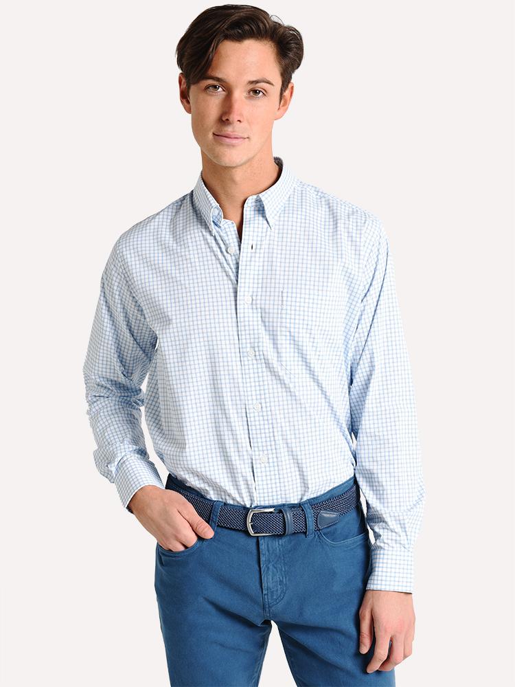 Oxford Men's Howell Long Sleeve Plaid Performance Buttondown Shirt - Saint Bernard