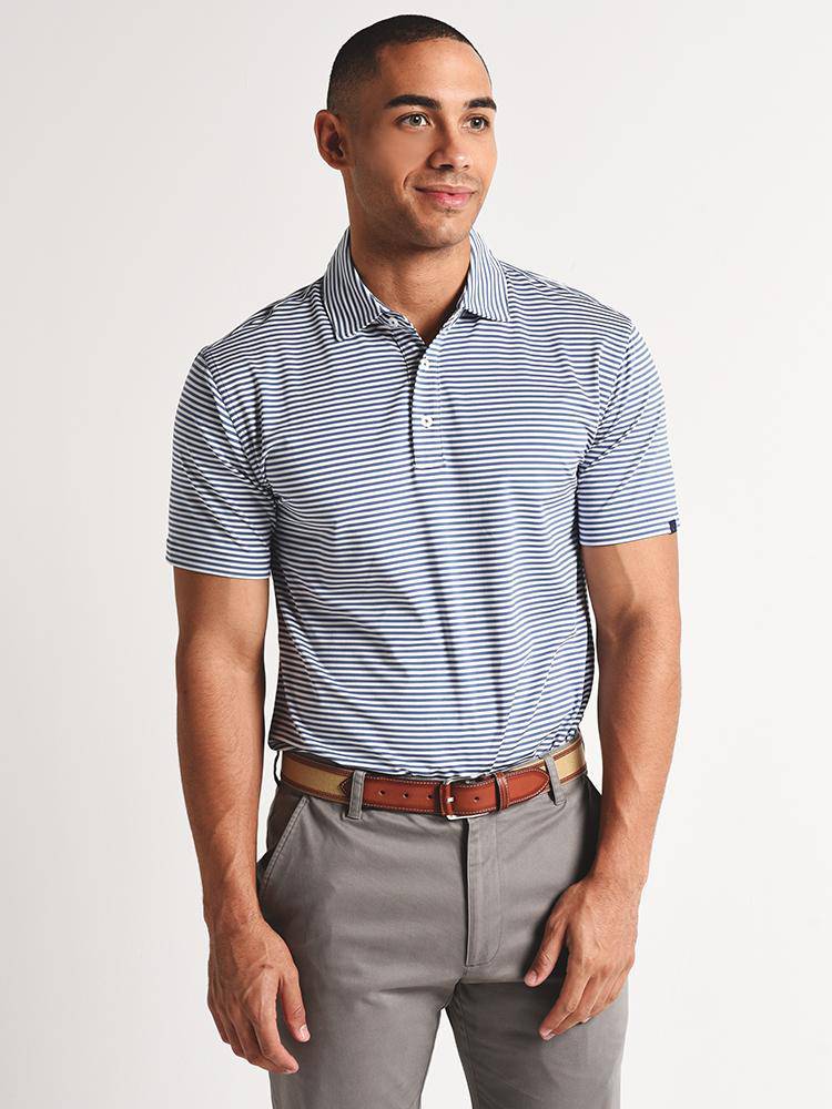 Oxford Dowling Short Sleeve Coolmax Stripe Polo - Saint Bernard