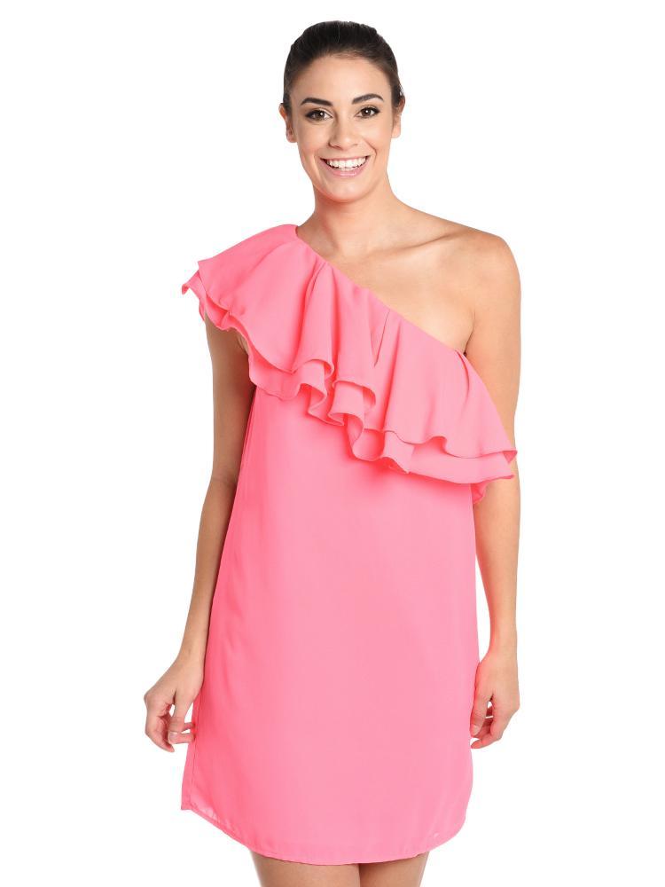 DO+BE One Shoulder Ruffle Dress - Saint Bernard