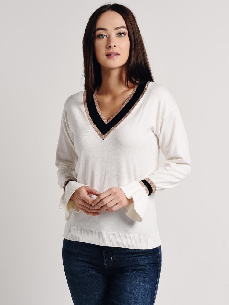 Do+Be V Neck Color Block Sweater