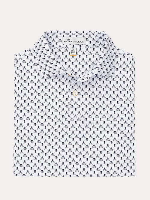 Peter Millar Boys' Taxes Printed Skulls And Clubs Performance Polo