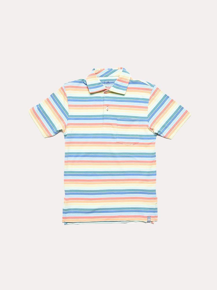 Peter Millar Boys' Cannon Beach Stripe Youth Stripe Polo - Saint Bernard