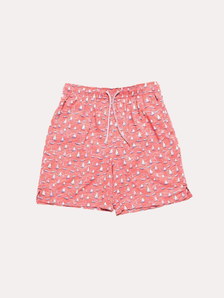 Peter Millar Boys' Confetti Boats Swim Trunk - Saint Bernard