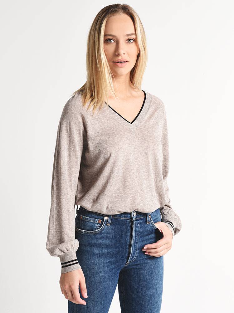 Velvet Zanna Lightweight Stripe Lux Cotton Sweater - Saint Bernard